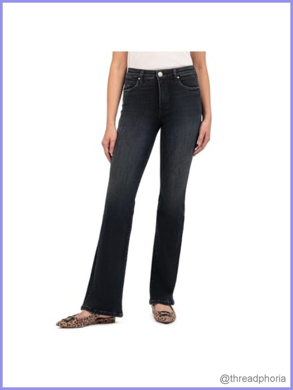 High-Rise Flare Jeans Cotton Blend Stretch Denim
